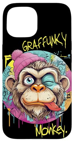 Hülle für iPhone 15 Graffunky Monkey Lustiges, kühnes Graffiti im urbanen Streetstyle von Outcast Ape