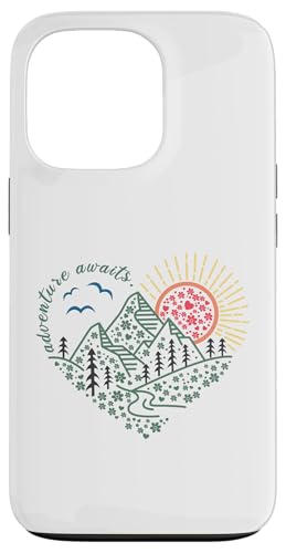 Abenteuer erwartet Outdoor Natur Wanderung Berg Reise Herz Hülle für iPhone 13 Pro von Outdoor Nature Hike Mountain Travel Wildlife Heart