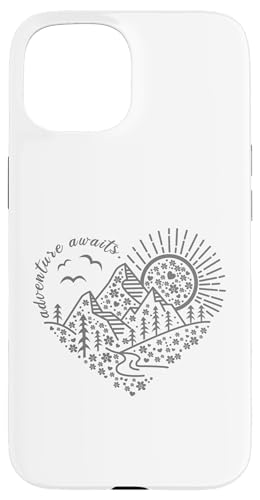 Abenteuer erwartet Outdoor Natur Wanderung Berg Reise Herz Hülle für iPhone 15 Abenteuer erwartet Outdoor Natur Wanderung Berg Reise Herz Hülle für iPhone 15 von Outdoor Nature Hike Mountain Travel Wildlife Heart