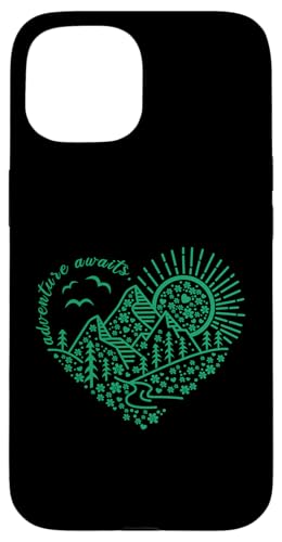 Abenteuer erwartet Outdoor Natur Wanderung Berg Reise Herz Hülle für iPhone 15 Abenteuer erwartet Outdoor Natur Wanderung Berg Reise Herz Hülle für iPhone 15 von Outdoor Nature Hike Mountain Travel Wildlife Heart