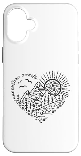 Abenteuer erwartet Outdoor Natur Wanderung Berg Reise Herz Hülle für iPhone 16 Plus Abenteuer erwartet Outdoor Natur Wanderung Berg Reise Herz Hülle für iPhone 16 Plus von Outdoor Nature Hike Mountain Travel Wildlife Heart