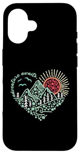 Abenteuer erwartet Outdoor Natur Wanderung Berg Reise Herz Hülle für iPhone 16 Abenteuer erwartet Outdoor Natur Wanderung Berg Reise Herz Hülle für iPhone 16 von Outdoor Nature Hike Mountain Travel Wildlife Heart