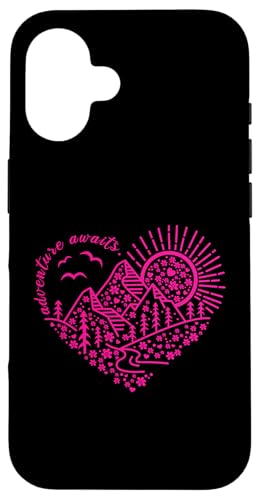 Abenteuer erwartet Outdoor Natur Wanderung Berg Reise Herz Hülle für iPhone 16 Abenteuer erwartet Outdoor Natur Wanderung Berg Reise Herz Hülle für iPhone 16 von Outdoor Nature Hike Mountain Travel Wildlife Heart