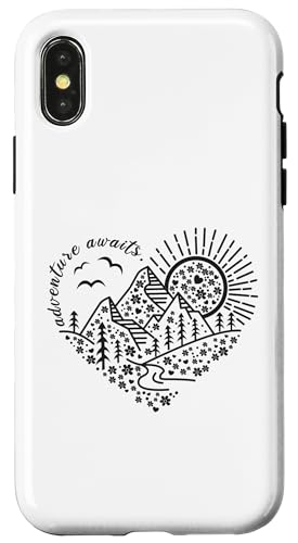 Abenteuer erwartet Outdoor Natur Wanderung Berg Reise Herz Hülle für iPhone X/XS Abenteuer erwartet Outdoor Natur Wanderung Berg Reise Herz Hülle für iPhone X/XS von Outdoor Nature Hike Mountain Travel Wildlife Heart