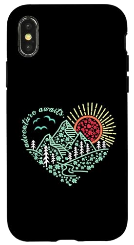 Abenteuer erwartet Outdoor Natur Wanderung Berg Reise Herz Hülle für iPhone X/XS Abenteuer erwartet Outdoor Natur Wanderung Berg Reise Herz Hülle für iPhone X/XS von Outdoor Nature Hike Mountain Travel Wildlife Heart