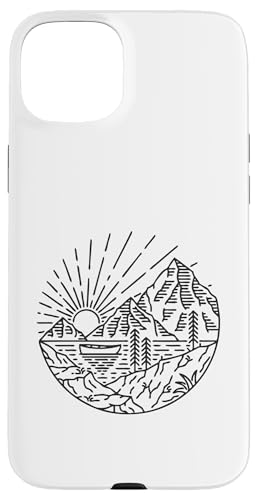 Retro Outdoor Natur Wildlife Berg Wald Sonne Abenteuer Hülle für iPhone 15 Plus von Outdoor Nature Wildlife Mountain Forest Adventure