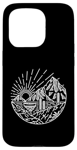 Retro Outdoor Natur Wildlife Berg Wald Sonne Abenteuer Hülle für iPhone 15 Pro von Outdoor Nature Wildlife Mountain Forest Adventure