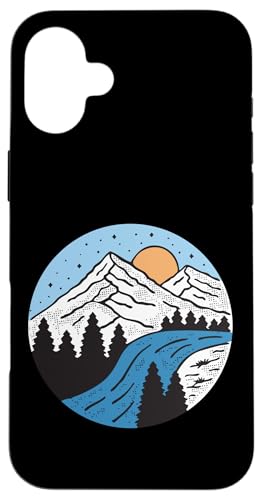 Retro Outdoor Natur Wildlife Berg Wald Sonne Abenteuer Hülle für iPhone 16 Plus von Outdoor Nature Wildlife Mountain Forest Adventure