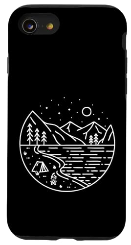 Retro Outdoor Natur Wildlife Berg Wald Sonne Abenteuer Hülle für iPhone SE (2020) / 7 / 8 von Outdoor Nature Wildlife Mountain Forest Adventure