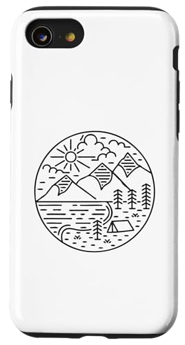 Retro Outdoor Natur Wildlife Berg Wald Sonne Abenteuer Hülle für iPhone SE (2020) / 7 / 8 von Outdoor Nature Wildlife Mountain Forest Adventure
