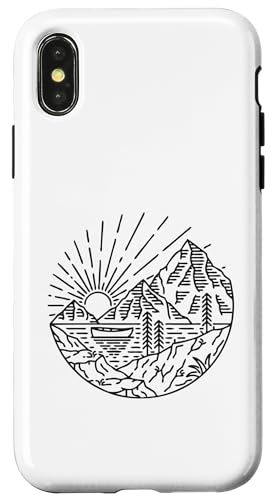 Retro Outdoor Natur Wildlife Berg Wald Sonne Abenteuer Hülle für iPhone X/XS von Outdoor Nature Wildlife Mountain Forest Adventure