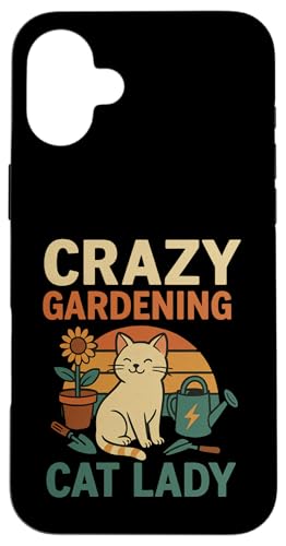 Crazy Gardening Katzen-Dame, Retro-Stil Hülle für iPhone 16 Plus von Outdoors Life Camping Fishing Hiking Gear