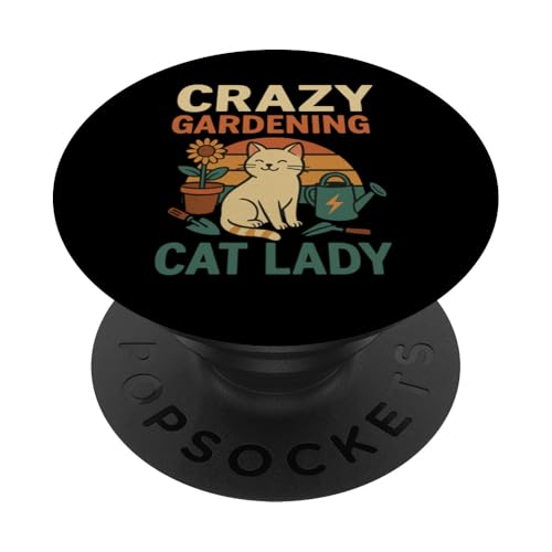 Crazy Gardening Katzen-Dame, Retro-Stil PopSockets Klebender PopGrip von Outdoors Life Camping Fishing Hiking Gear