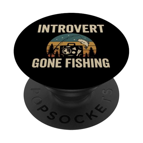 Introvert Gone Fishing Vintage Outdoor Style PopSockets Klebender PopGrip von Outdoors Life Camping Fishing Hiking Gear