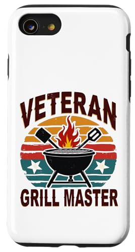 Patriotischer Veteran BBQ Legend Retro Hinterhof Grill Hülle für iPhone SE (2020) / 7 / 8 von Outdoors Life Camping Fishing Hiking Gear