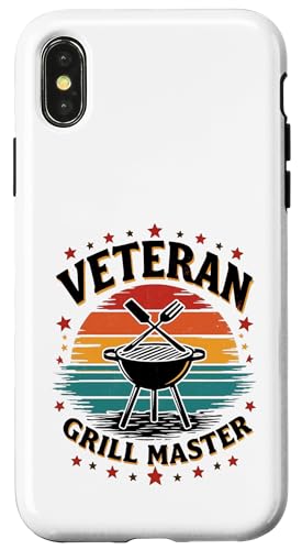 Proud Veteran BBQ King Retro Outdoor Grillen Hülle für iPhone X/XS von Outdoors Life Camping Fishing Hiking Gear