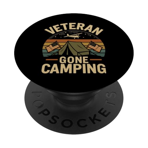 Veteran Gone Camping Patriotischer Outdoor-Stil PopSockets Klebender PopGrip Veteran Gone Camping Patriotischer Outdoor-Stil PopSockets Klebender PopGrip von Outdoors Life Camping Fishing Hiking Gear