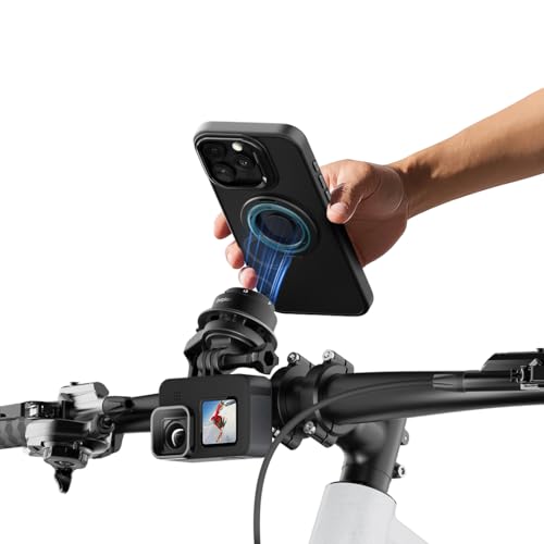 Outplorer Quick Launch Magnetische Fahrrad-Handyhalterung mit universeller Schnittstelle, leichte Lenkerhalterung mit sicherem Schloss für Fahrrad, Roller, Motorrad, MTB, 360° Blindinstallation für von Outplorer