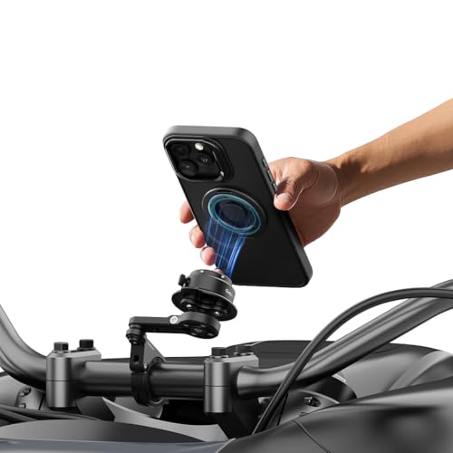 Outplorer Quick Launch Magnetische Motorrad-Telefonhalterung, Anti-Vibrations-Lenkerhalterung mit sicherem Schloss für Fahrrad, Roller, Moto MTB, 360° Blindinstallation für Handys (QM02-Motorcycle-Pro von Outplorer