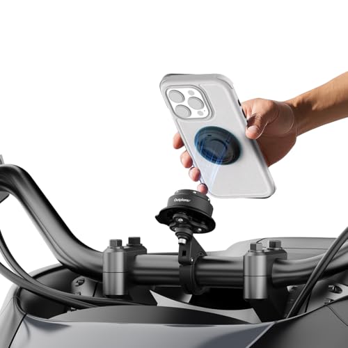 Outplorer Quick Launch Magnetische Motorrad-Telefonhalterung mit Universal-Schnittstelle, Anti-Vibrations-Lenkerhalterung mit sicherem Schloss für Fahrrad, Roller, Moto MTB, 360° Blindinstallation von Outplorer