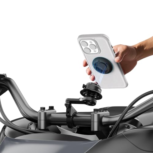 Outplorer Quick Launch Magnetische Motorrad-Telefonhalterung mit Universal-Schnittstelle, Anti-Vibrationslenkerhalterung mit sicherem Schloss für Fahrrad, Roller, Moto MTB, 360° Blindinstallation von Outplorer