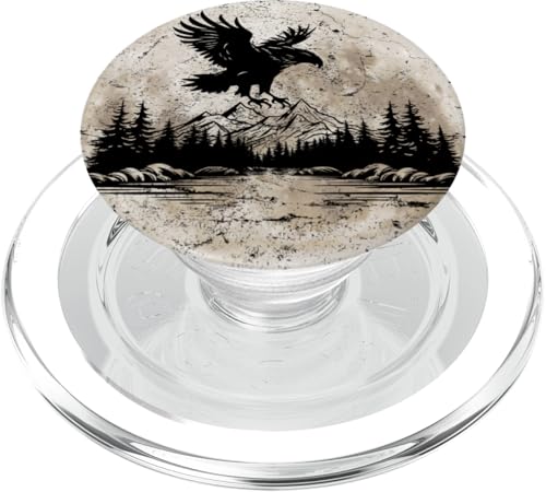 Adler Mond Wald Berg Naturliebhaber Outdoor Wanderer Camper PopSockets PopGrip für MagSafe von Outsider Path