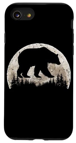 Bear Forest Under Moon Nature Mountain Lover Outdoor Hiker Hülle für iPhone SE (2020) / 7 / 8 von Outsider Path