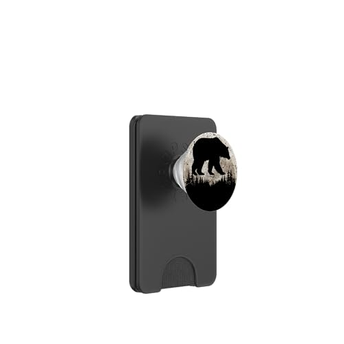 Bear Forest Under Moon Nature Mountain Lover Outdoor Hiker PopSockets PopWallet für MagSafe Bear Forest Under Moon Nature Mountain Lover Outdoor Hiker PopSockets PopWallet für MagSafe von Outsider Path