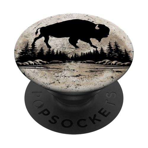 Buffalo, Bison, Moon Forest, Natur, Berg, Outdoor-Liebhaber PopSockets Klebender PopGrip von Outsider Path