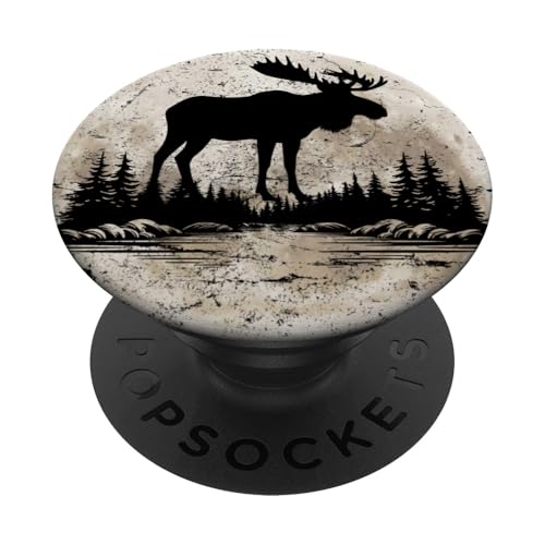 Elch Mond Wald Natur Bergliebhaber Outdoor Wanderer Camper PopSockets Klebender PopGrip von Outsider Path