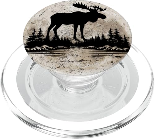 Elch Mond Wald Natur Bergliebhaber Outdoor Wanderer Camper PopSockets PopGrip für MagSafe von Outsider Path