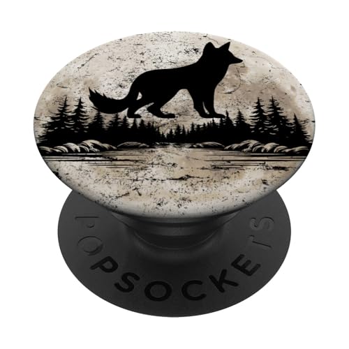 Fox Moon Forest, Natur, Bergliebhaber, Outdoor-Wanderer, Camper PopSockets Klebender PopGrip von Outsider Path