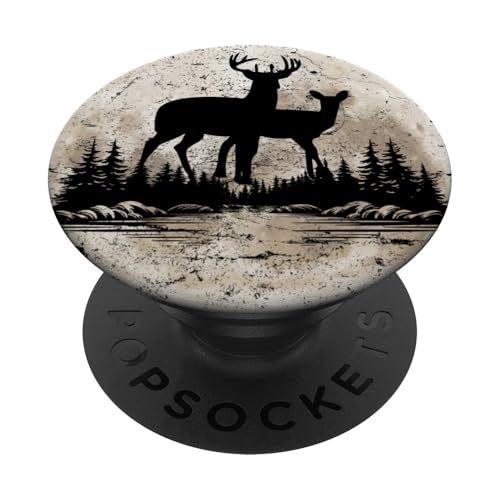 Hirsch, Reh, Mondwald, Naturliebhaber, Outdoor-Bergwanderer PopSockets Klebender PopGrip von Outsider Path