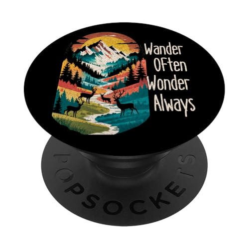 Wander Often Wonder Always Mountain Lover Nature Camp Wandern PopSockets Klebender PopGrip von Outsider Path
