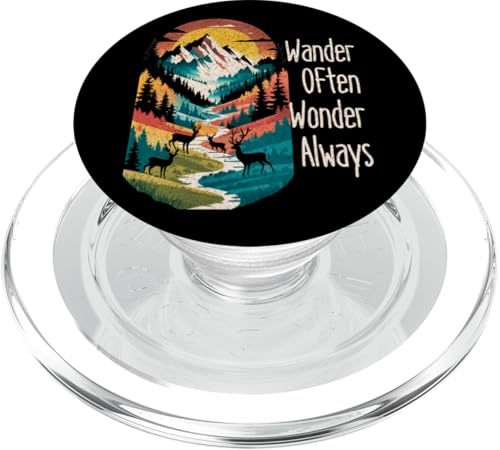 Wander Often Wonder Always Mountain Lover Nature Camp Wandern PopSockets PopGrip für MagSafe von Outsider Path