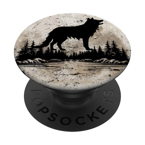 Wolf Moon Forest, Natur, Bergliebhaber, Outdoor-Wanderer, Camper PopSockets Klebender PopGrip von Outsider Path