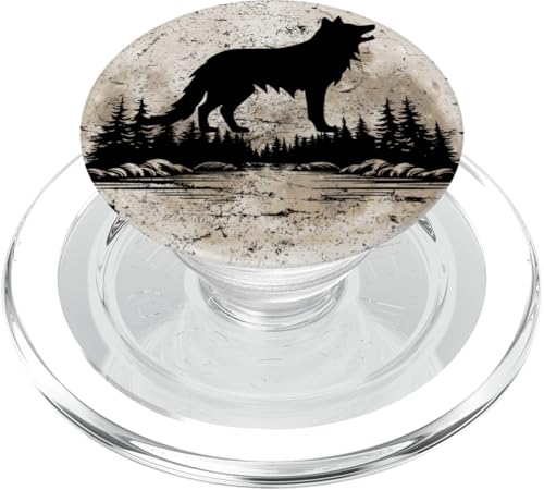 Wolf Moon Forest, Natur, Bergliebhaber, Outdoor-Wanderer, Camper PopSockets PopGrip für MagSafe von Outsider Path