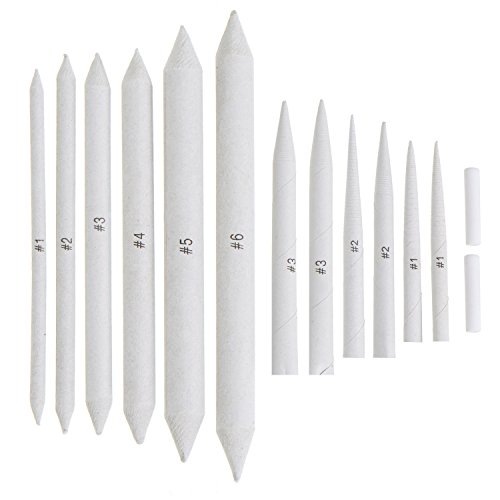 12 Stücke Mischen Papierwischer Blending Stumps und Tortillionen zum Zeichnen und Skizzieren mit 2 Stück Weißer Radiergummi von Outus