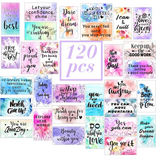 120 Stück motivierende Ermutigungszitatkarten, inspirierende Freundlichkeit, Wertschätzung, Dankbarkeit, Visitenkarten, Ermutigung, Mini-Notizkarten für Studenten, Lehrer, 30 Stile (positiver Stil) von Outus