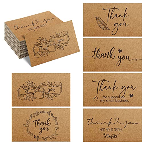 180 Mini-Dankeskarten für die Unterstützung meines kleinen Unternehmens, Dankeschön für Ihre Bestellkarten, Dankeskarten zur Kundenbewertung für Kleinunternehmer, 8.9 x 5.1 cm, Kraft-Thema von Outus