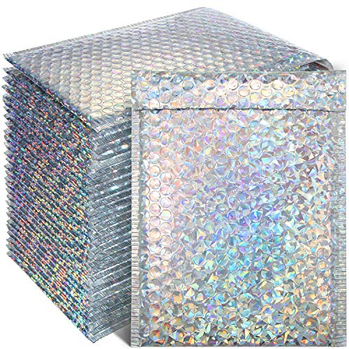 30 Stücke Blase Mailer Gepolsterte Umschläge Glanz Selbstverschließend Kissen Umschläge für Postversand, Versand und Verpackung, 11 x 7 Zoll (Holographisch) von Outus