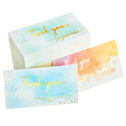 300 Stücke Thank You For Your Order Karten Aquarell Unterstützung Kleine Unternehmen Kunden Dankeskarten Goldfolie Anerkennung Notizkarten für Online oder Einzelhandelsgeschäfte Waren von Outus