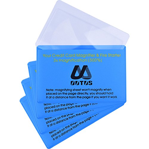 4 Packung Kunststff Leselupe Objektiv Kreditkartengröße Lupe Brieftasche Pocket Linse Firestarter (300% Lupe Objektiv) von Outus