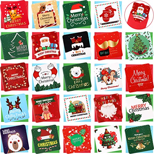 Outus Mini-Weihnachtskarten mit Umschlägen, 48 Stück, 6,9 x 6,9 cm, Weihnachten von Outus