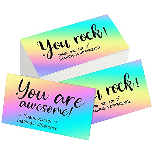 Outus 180 Stück Anerkennung Karten You Are Awesome Karten Reflektierende Holografische Silber Dankeskarten Anerkennung Karten für Mitarbeiter, Freiwillige, Krankenschwestern, Arzt, 2 x 3,6 Zoll von Outus