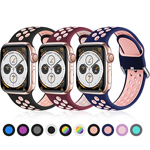 Ouwegaga Armband Kompatibel mit Apple Watch 44mm 42mm 38mm 40mm/41mm 45mm 49mm, Silikon Sport Armband Kompatibel mit Apple Watch SE/iWatch Ultra 2 Series 9 8 7 6 5 4 3 2 1, 42mm/44mm/45mm/49mm-M/L von Ouwegaga