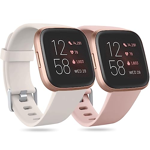 Ouwegaga Kompatibel für Fitbit Versa Armband/Fitbit Versa 2 Armband, Weiches Silikon Ersatz Armband Kompatibel mit Fitbit Versa Lite Armband, Damen Herren Groß, Polarstern/Nackt Rosa Ouwegaga Kompatibel für Fitbit Versa Armband/Fitbit Versa 2 Armband, Weiches Silikon Ersatz Armband Kompatibel mit Fitbit Versa Lite Armband, Damen Herren Groß, Polarstern/Nackt Rosa von Ouwegaga