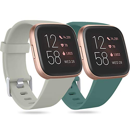 Ouwegaga Kompatibel für Fitbit Versa Armband/Fitbit Versa 2 Armband, Weiches Silikon Ersatz Armband Kompatibel mit Fitbit Versa Lite Armband, Damen Herren Klein, Grau/Kieferngrün Ouwegaga Kompatibel für Fitbit Versa Armband/Fitbit Versa 2 Armband, Weiches Silikon Ersatz Armband Kompatibel mit Fitbit Versa Lite Armband, Damen Herren Klein, Grau/Kieferngrün von Ouwegaga