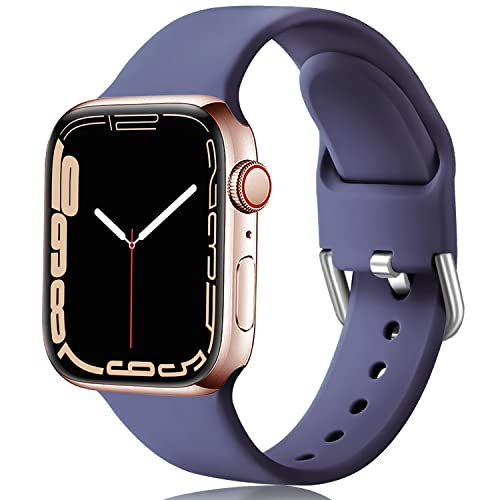 Ouwegaga Kompatibel mit Apple Watch Armband 38mm 40mm 41mm 42mm 44mm 45mm, Weiches Silikon Sport Ersatzband Kompatibel mit iWatch Series 7/6/5/4/3/2/1/SE, 38mm/40mm/41mm-M/L Blau Grau Ouwegaga Kompatibel mit Apple Watch Armband 38mm 40mm 41mm 42mm 44mm 45mm, Weiches Silikon Sport Ersatzband Kompatibel mit iWatch Series 7/6/5/4/3/2/1/SE, 38mm/40mm/41mm-M/L Blau Grau von Ouwegaga