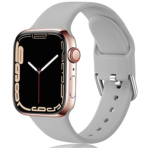 Ouwegaga Kompatibel mit Apple Watch Armband 38mm 40mm 41mm 42mm 44mm 45mm, Weiches Silikon Sport Ersatzband Kompatibel mit iWatch Series 9/8/7/6/5/4/3/2/1/SE/Ultra/Ultra 2, 38mm/40mm/41mm-M/L Grau Ouwegaga Kompatibel mit Apple Watch Armband 38mm 40mm 41mm 42mm 44mm 45mm, Weiches Silikon Sport Ersatzband Kompatibel mit iWatch Series 9/8/7/6/5/4/3/2/1/SE/Ultra/Ultra 2, 38mm/40mm/41mm-M/L Grau von Ouwegaga